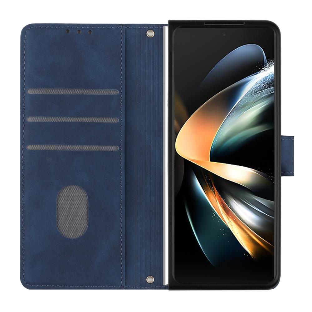 For Samsung Galaxy z Fold4 5G Embossed Leather Flip Crossbody Phone Case - 3d Design - Wine Red