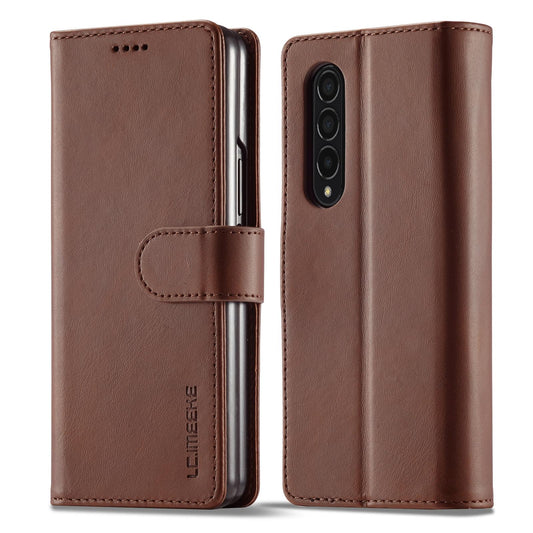 For Samsung Galaxy Z Fold4 5G Calf Leather Phone Case - Brown