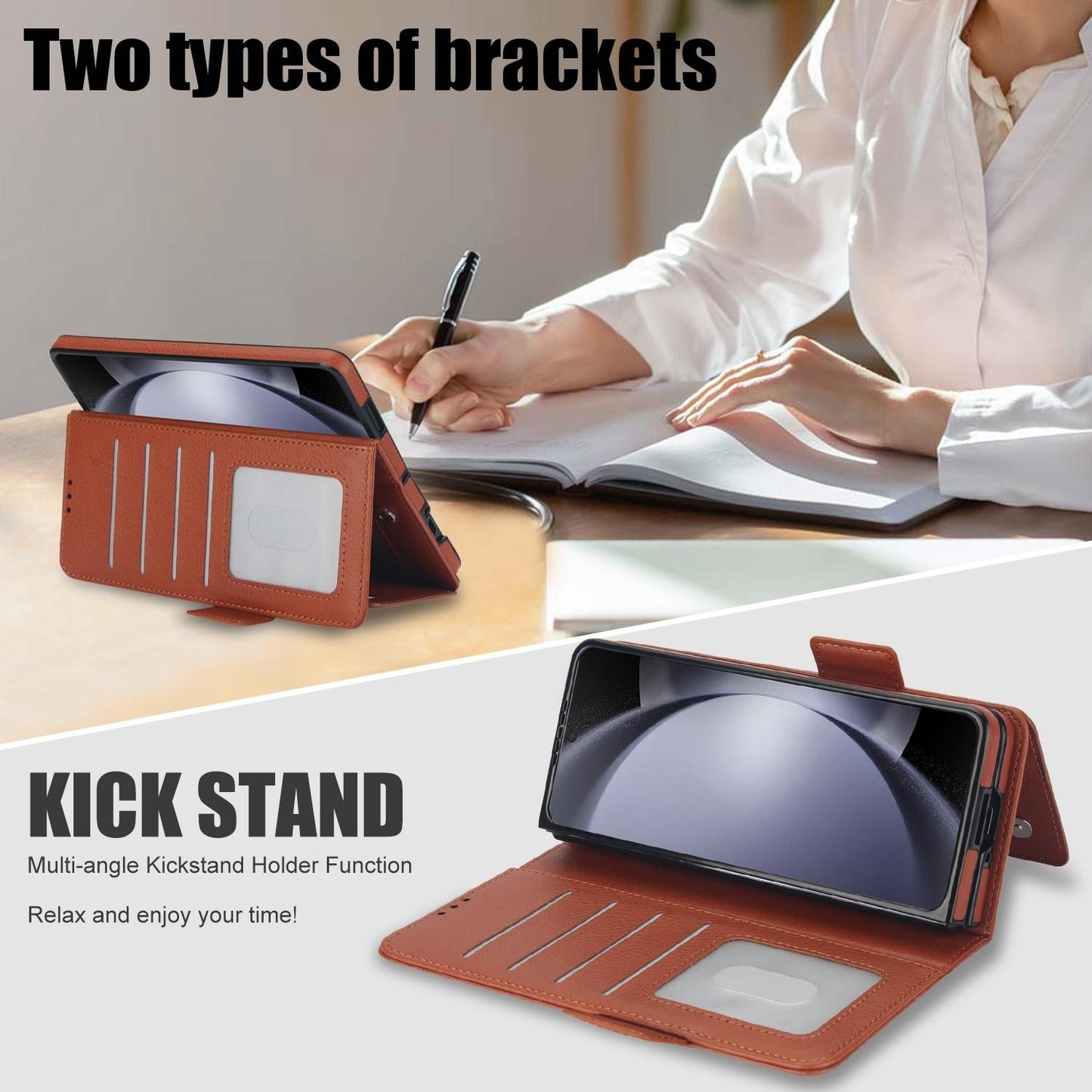 For Samsung Galaxy Z Fold4 5G Leather Phone Case With Pen Slot - White