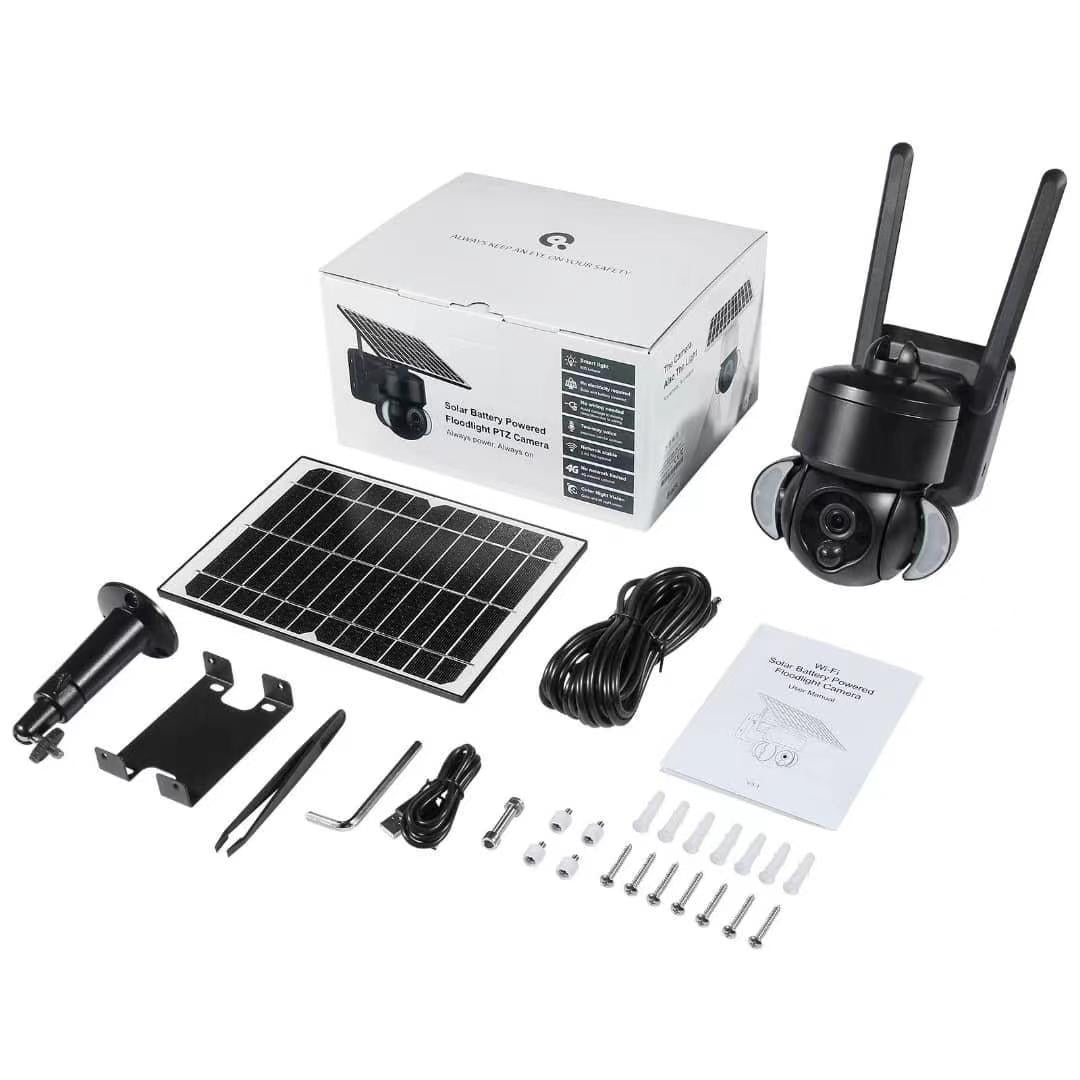 3Mp Solar Dome 4G Camera With Waterproof Ip66 Two-Way Audio Pir Motion Detection And Night Vision - Black