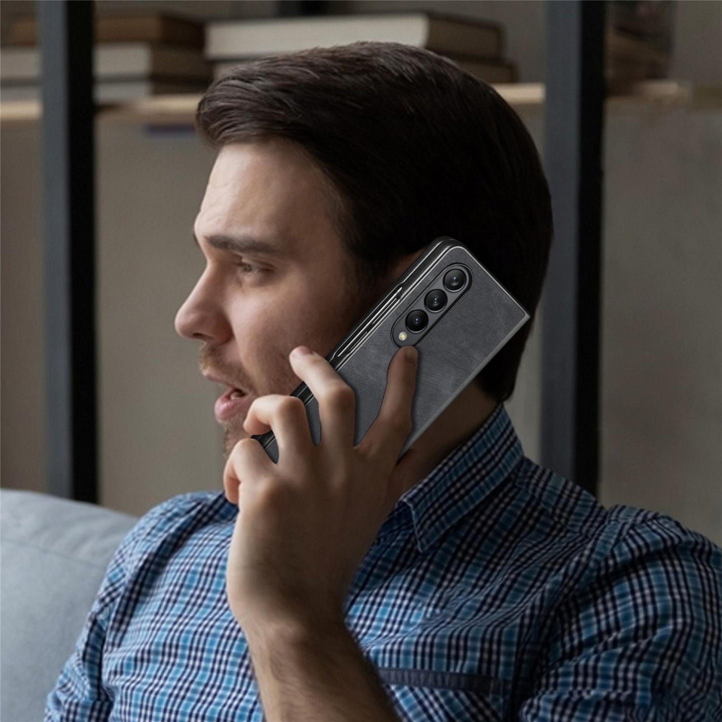 For Samsung Galaxy Z Fold4 5G Pu Back Cover - Solid Colour - Brown