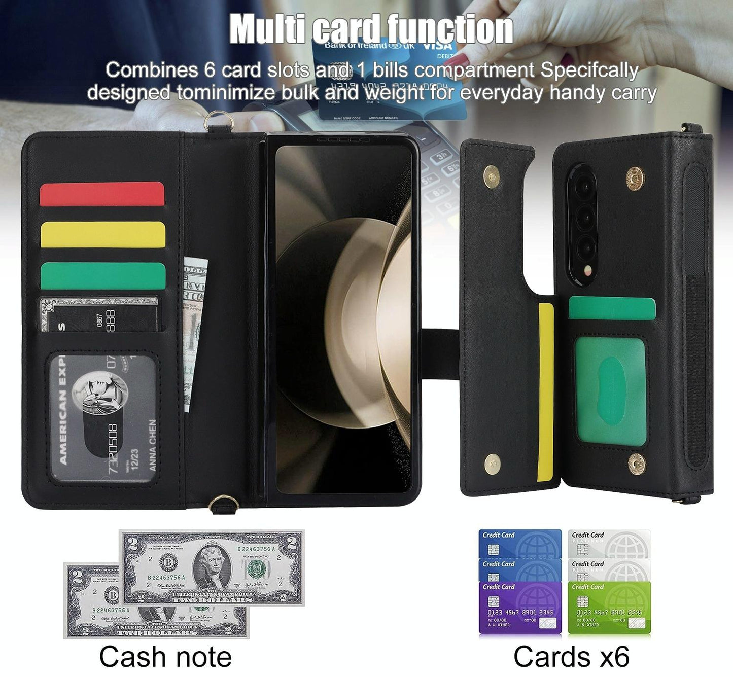 For Samsung Galaxy z Fold4 5G Multifunctional Rhombic Leather Crossbody Phone Case - White