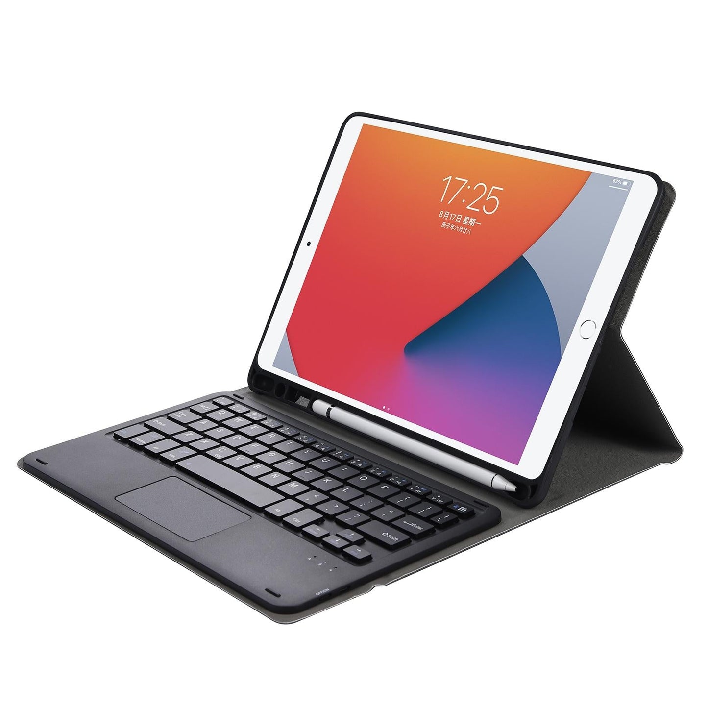 Bluetooth Keyboard Leather Case For Ipad Pro 10.5 With Touch Control - Lambskin Texture Compatible With 10.2 2021 & 2020 & 2019 / Air 3 - Black