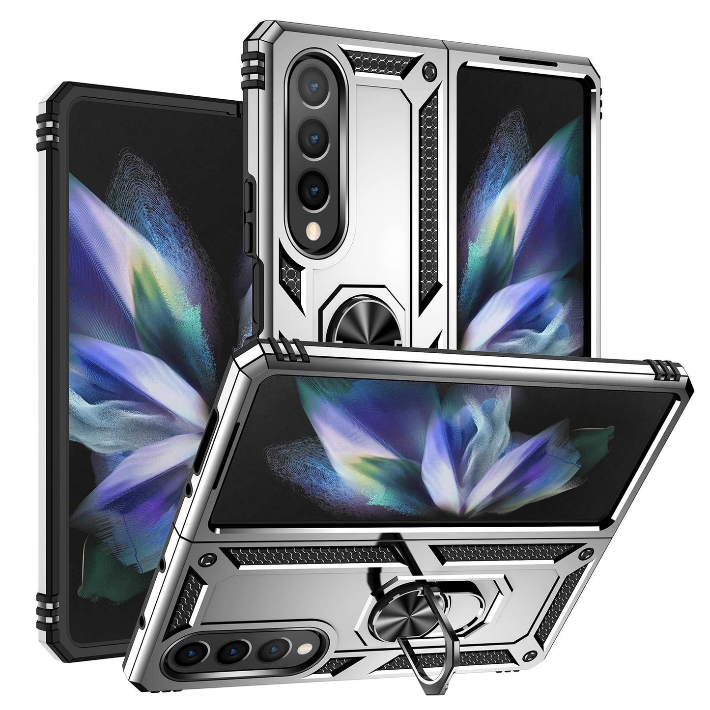 For Samsung Galaxy z Fold4 5G Tpu & Pc Shockproof Phone Case - Silver