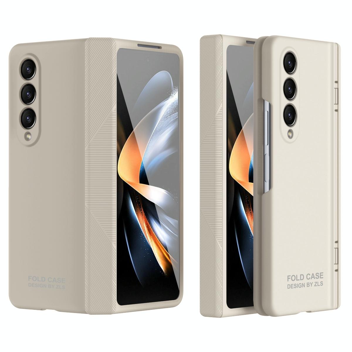 For Samsung Galaxy Z Fold4 5G Premium Hinged Folding Case - Coffee