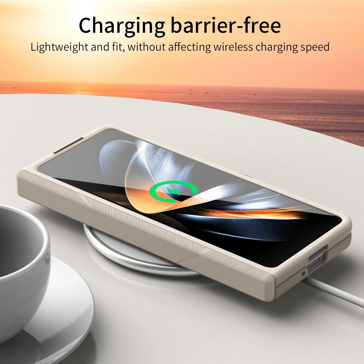 For Samsung Galaxy Z Fold4 5G Premium Hinged Folding Case - Coffee