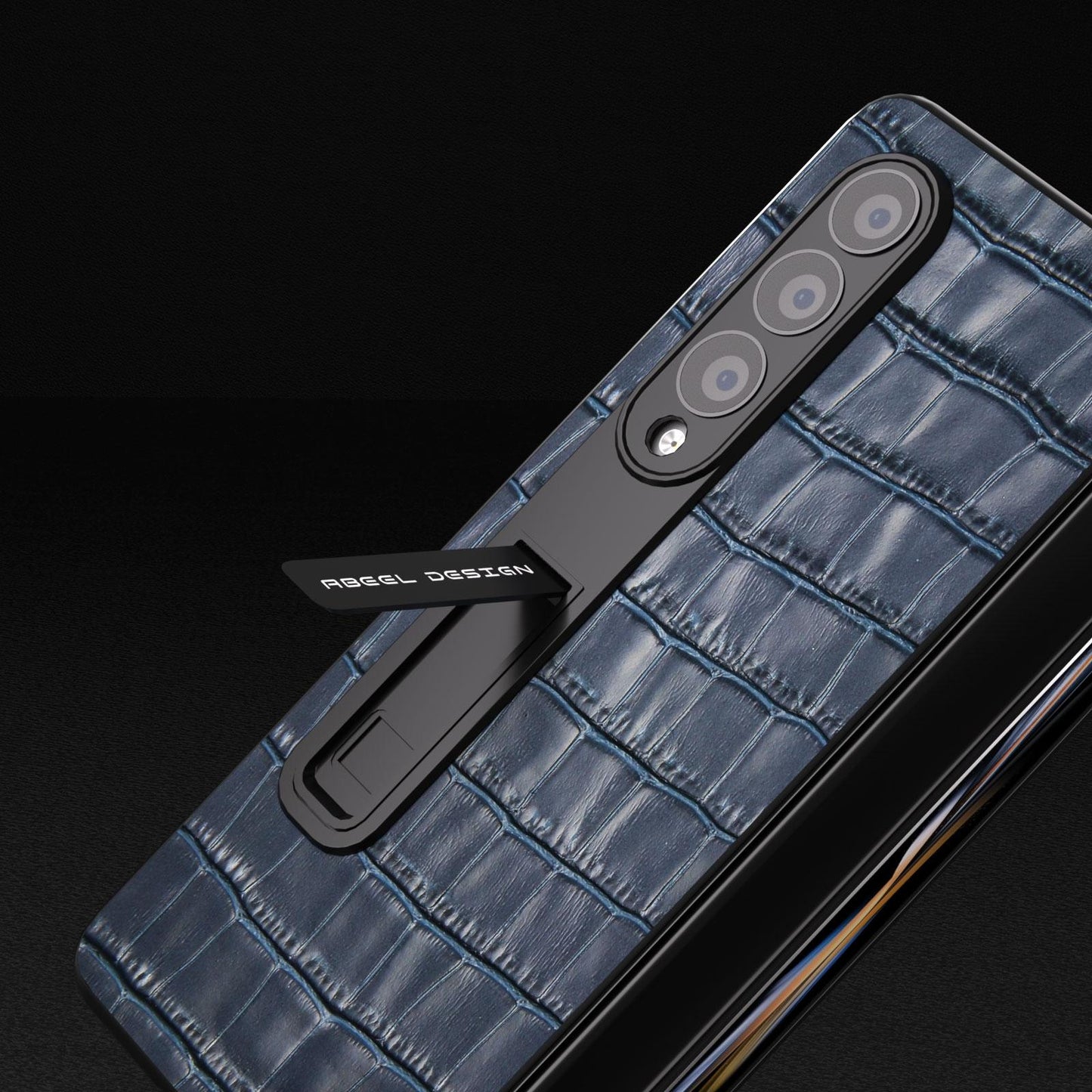 For Samsung Galaxy Z Fold4 5G Premium Leather Phone Case - Crocodile Texture - Brown