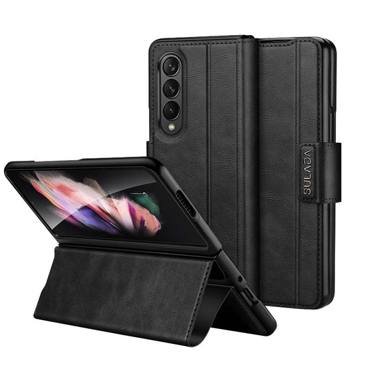 For Samsung Galaxy z Fold4 5G Magnetic Snap Leather Flip Case - All-inclusive - Black