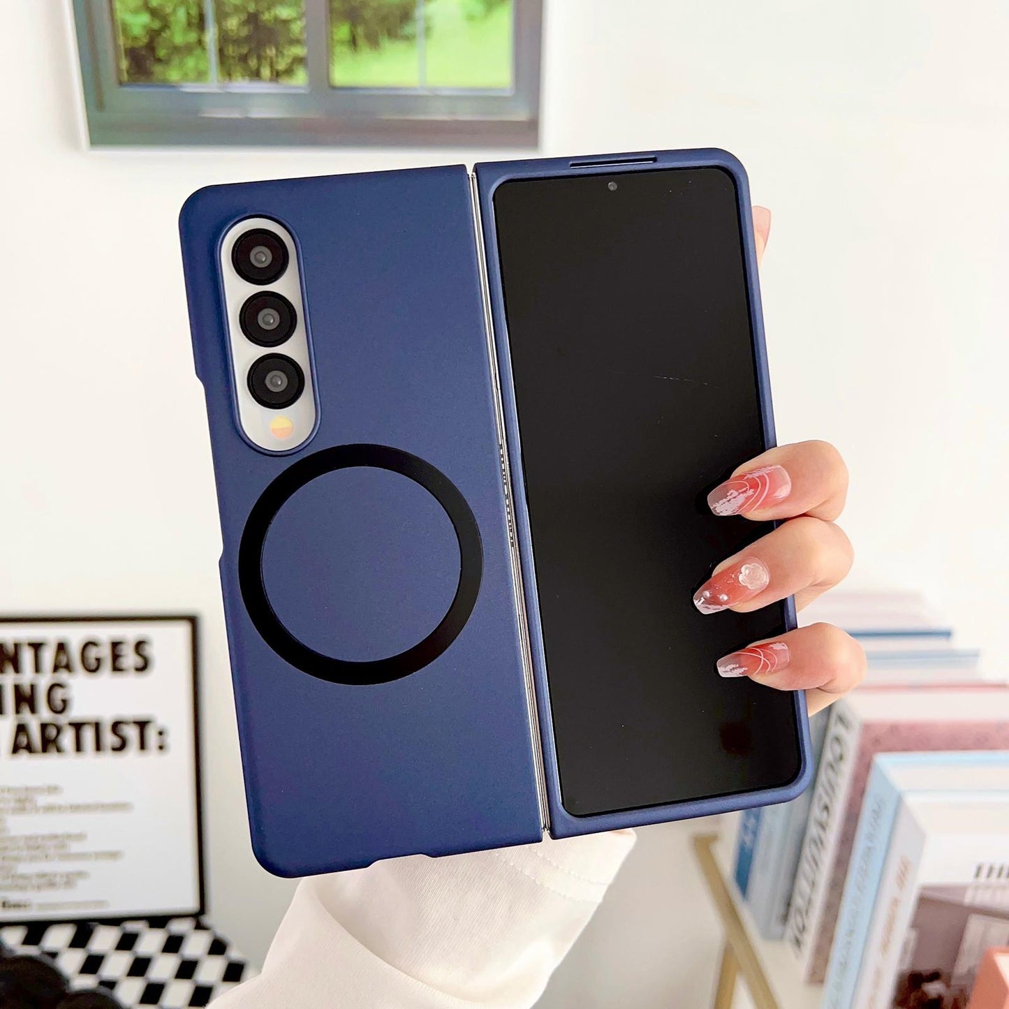 For Samsung Galaxy Z Fold4 5G Shockproof Magnetic Phone Case - Skin Protection - Black