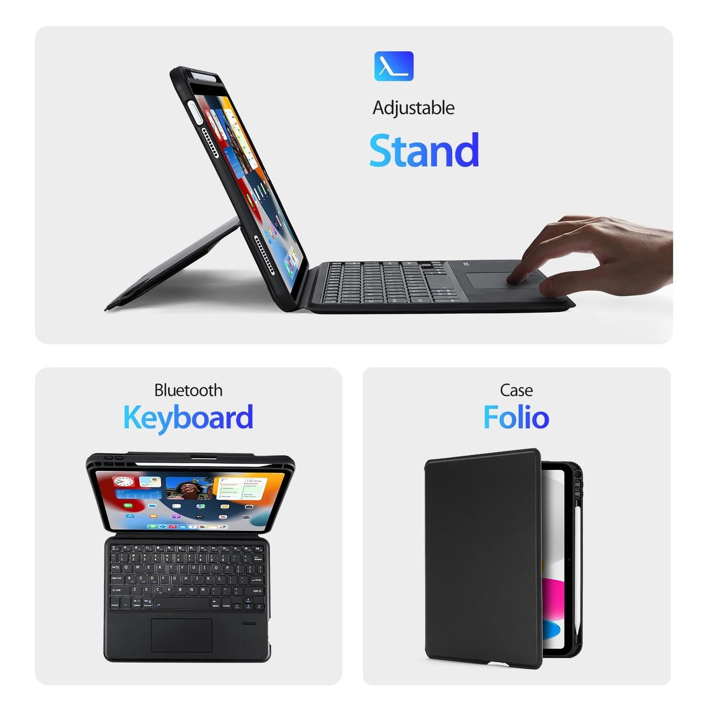 Black Magnetic Bluetooth Keyboard Tablet Case - For Ipad 10.2 2019/2020/2021/Air 2019/Pro 10.5 Inch 2017