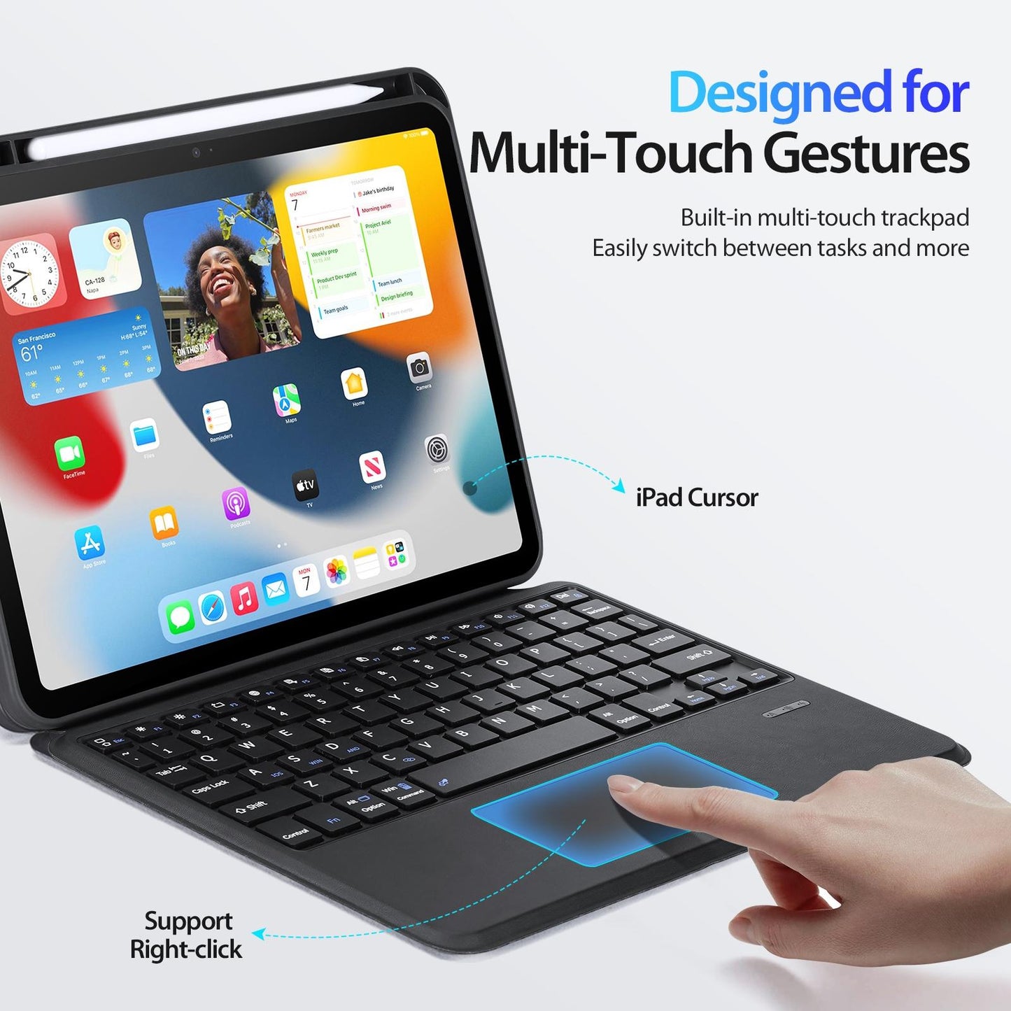 Black Magnetic Bluetooth Keyboard Tablet Case - For Ipad 10.2 2019/2020/2021/Air 2019/Pro 10.5 Inch 2017