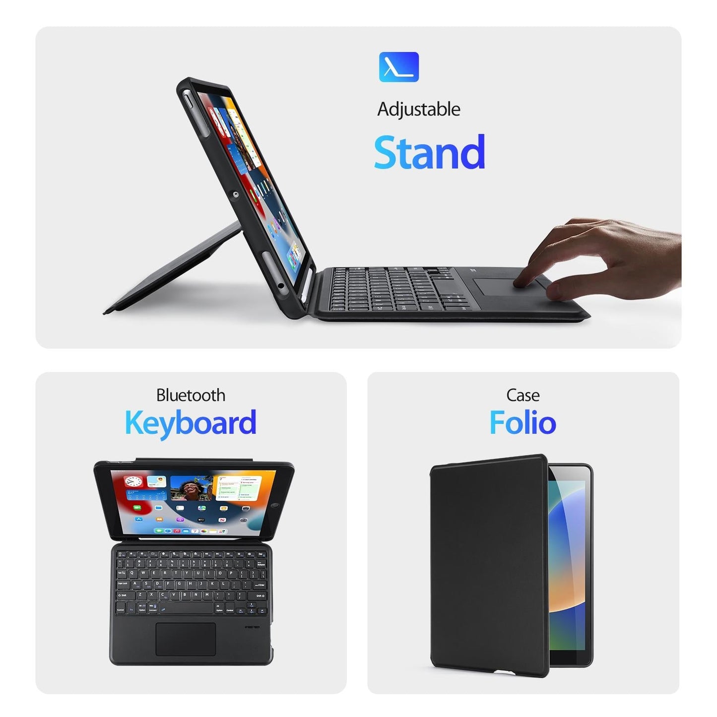 Black Magnetic Bluetooth Keyboard Tablet Case - For Ipad 10.2 2019/2020/2021/Air 2019/Pro 10.5 Inch 2017