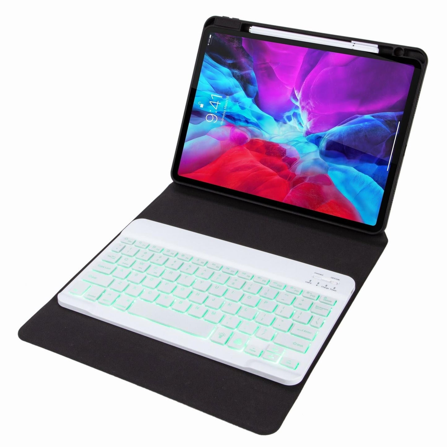 Bluetooth Keyboard Leather Case For Ipad Pro 11 With Three-Fold Holder & Backlight - Rainbow