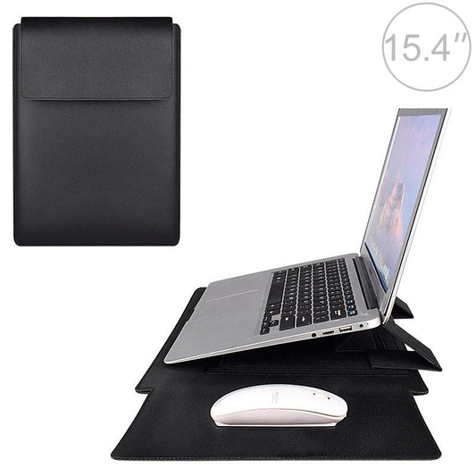 15.4 Inch Laptop Leather Sleeve Carrying Bag - Black
