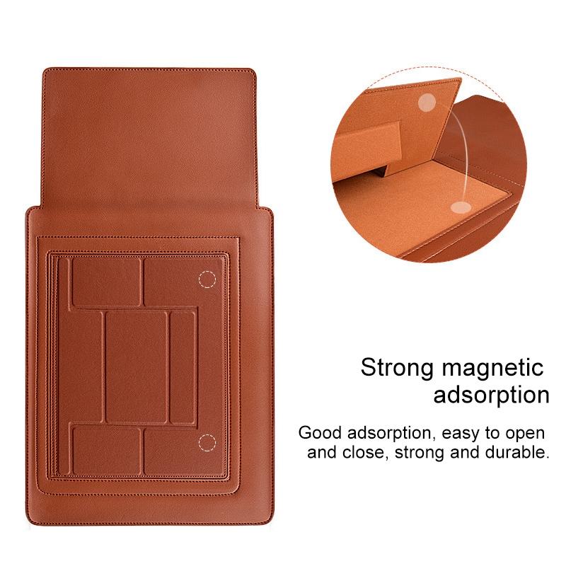 15.4 Inch Laptop Leather Sleeve Carrying Bag - Black