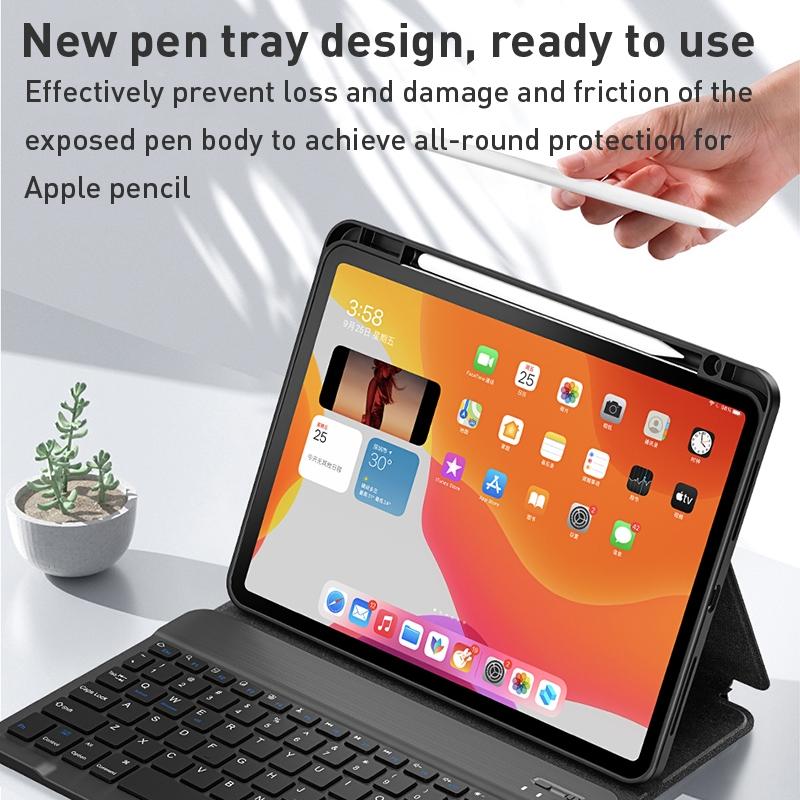 Detachable Keyboard Tablet Case With Magnetic Skin Feel - Black