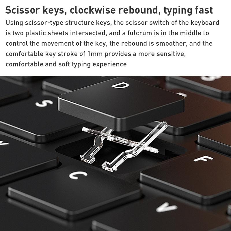 Detachable Keyboard Tablet Case With Magnetic Skin Feel - Black