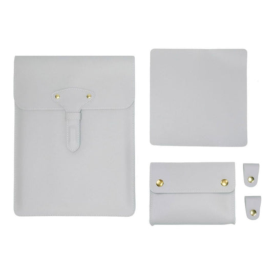 Waterproof Leather Laptop Liner Bag - 3-in-1 15 Inches - Light Grey