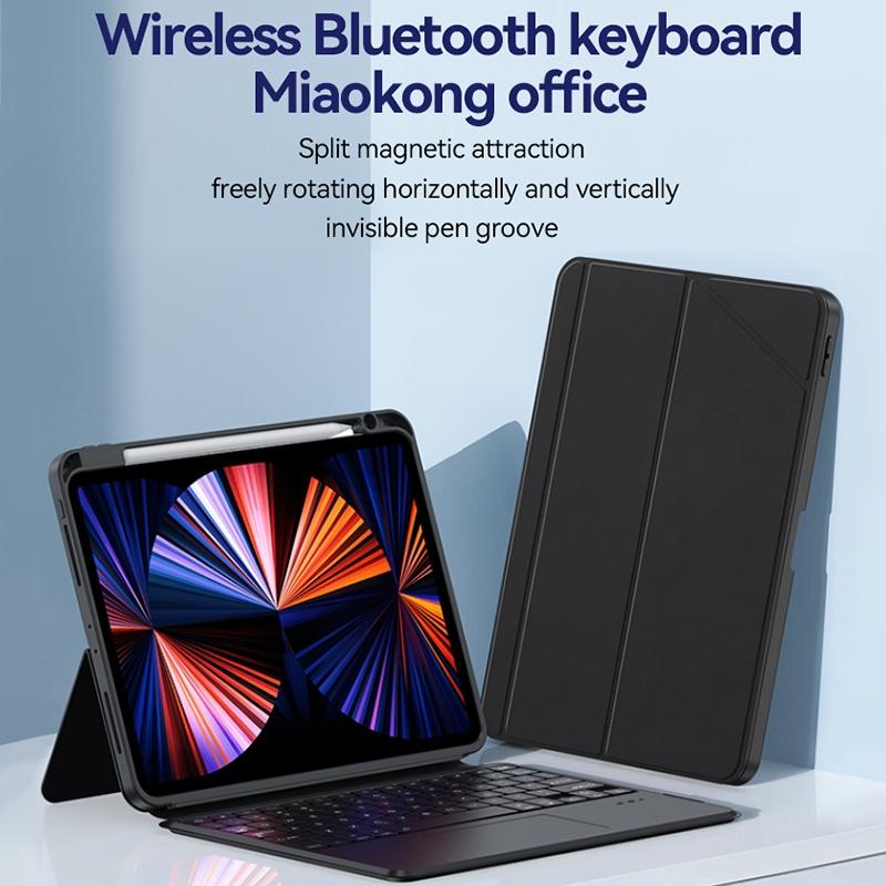 Black Leather Tablet Case With Magnetic Bluetooth Keyboard - For Ipad 10Th Gen 10.9 2022