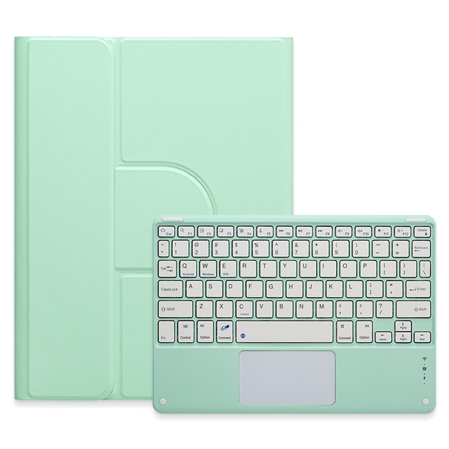 360 Degree Rotatable Bluetooth Keyboard Leather Case With Touchpad - Square Button - Mint Green - For Ipad 10Th Gen 10.9 2022