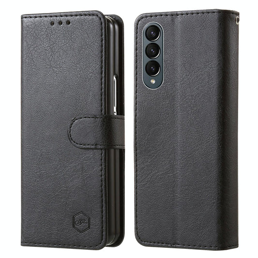For Samsung Galaxy Z Fold4 5G Leather Texture Phone Case - Pu Tpu - Black