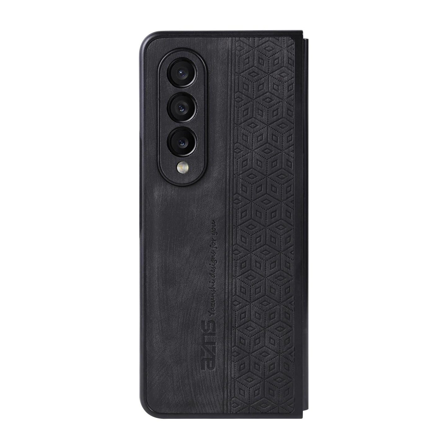 For Samsung Galaxy z Fold4 5G Embossed 3d Skin Texture Phone Case - Sleek Design - Black