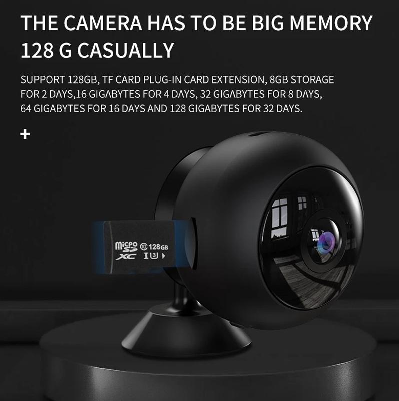 Small Wireless Security Camera With Night Vision - 1080P 5Ghz Remote - Matte Black