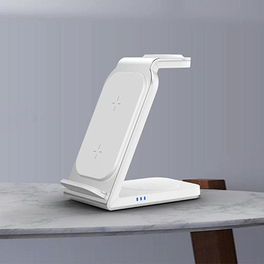 3 In 1 Vertical Metal Wireless Charger - Silver