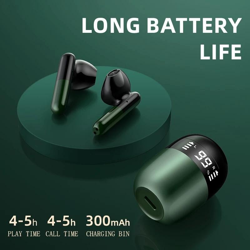 Wireless Bluetooth Earphones with Led Display and Hifi Sound for Sports - Blue