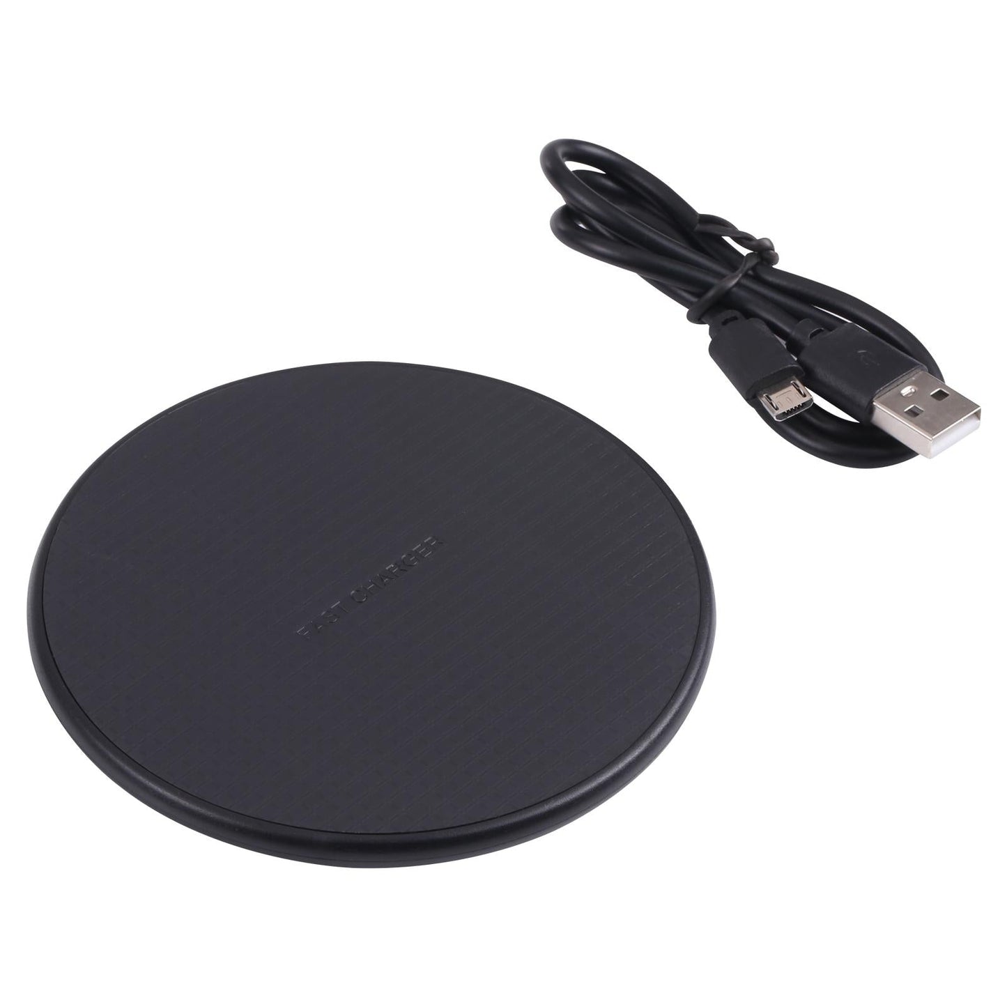 10W Plaid Pattern Round Wireless Charger - Black