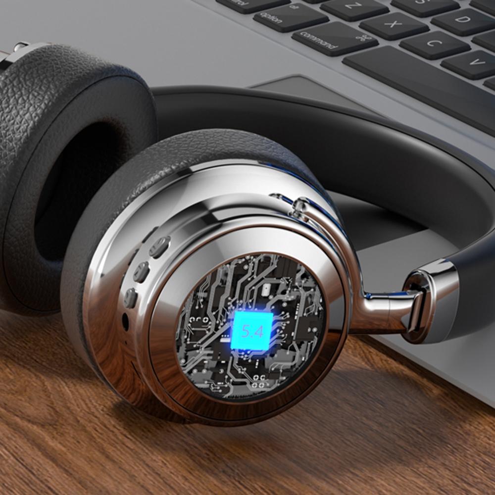 Retro Wireless Bluetooth Headset - Metal Head-mounted - Silver Black