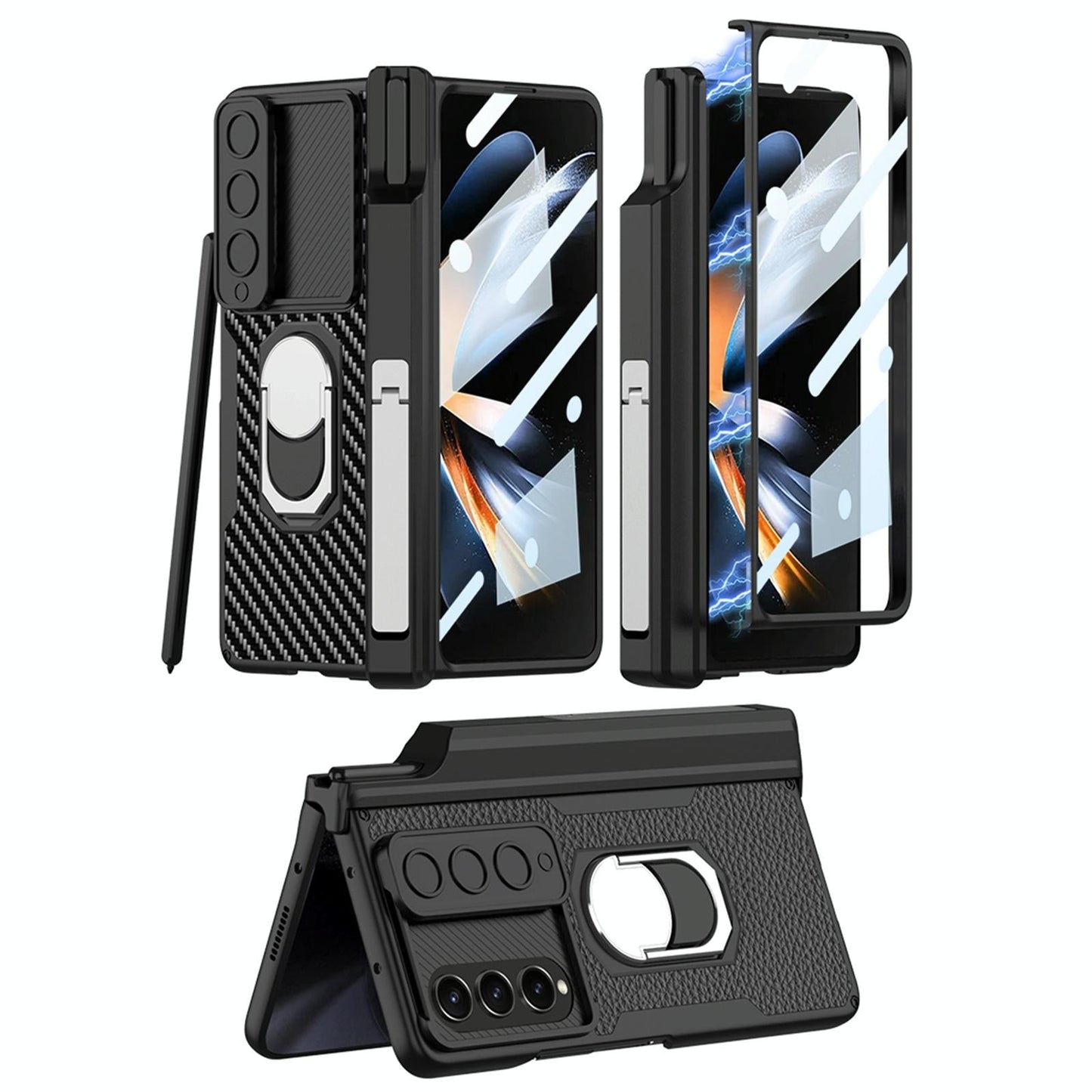 For Samsung Galaxy Z Fold4 5G Magnetic Armor Phone Case - Full Coverage - Brushed Texture