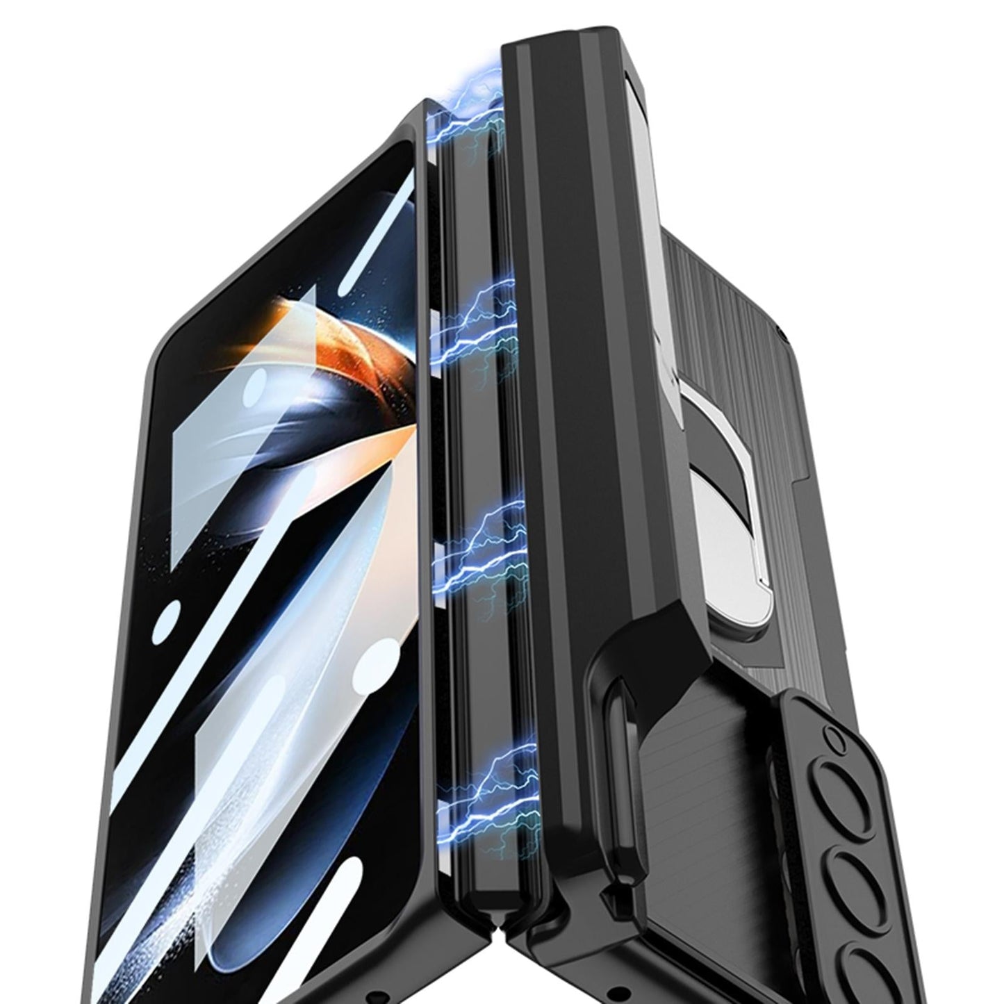 For Samsung Galaxy Z Fold4 5G Magnetic Armor Phone Case - Full Coverage - Brushed Texture