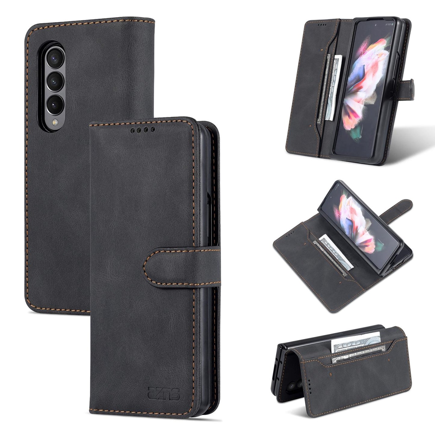 For Samsung Galaxy Z Fold4 5G Horizontal Flip Tpu Phone Case - Black