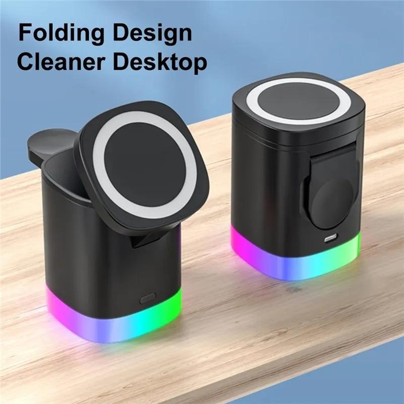 3 In 1 Magnetic Wireless Charger For Iphone Iwatch Airpods - Black