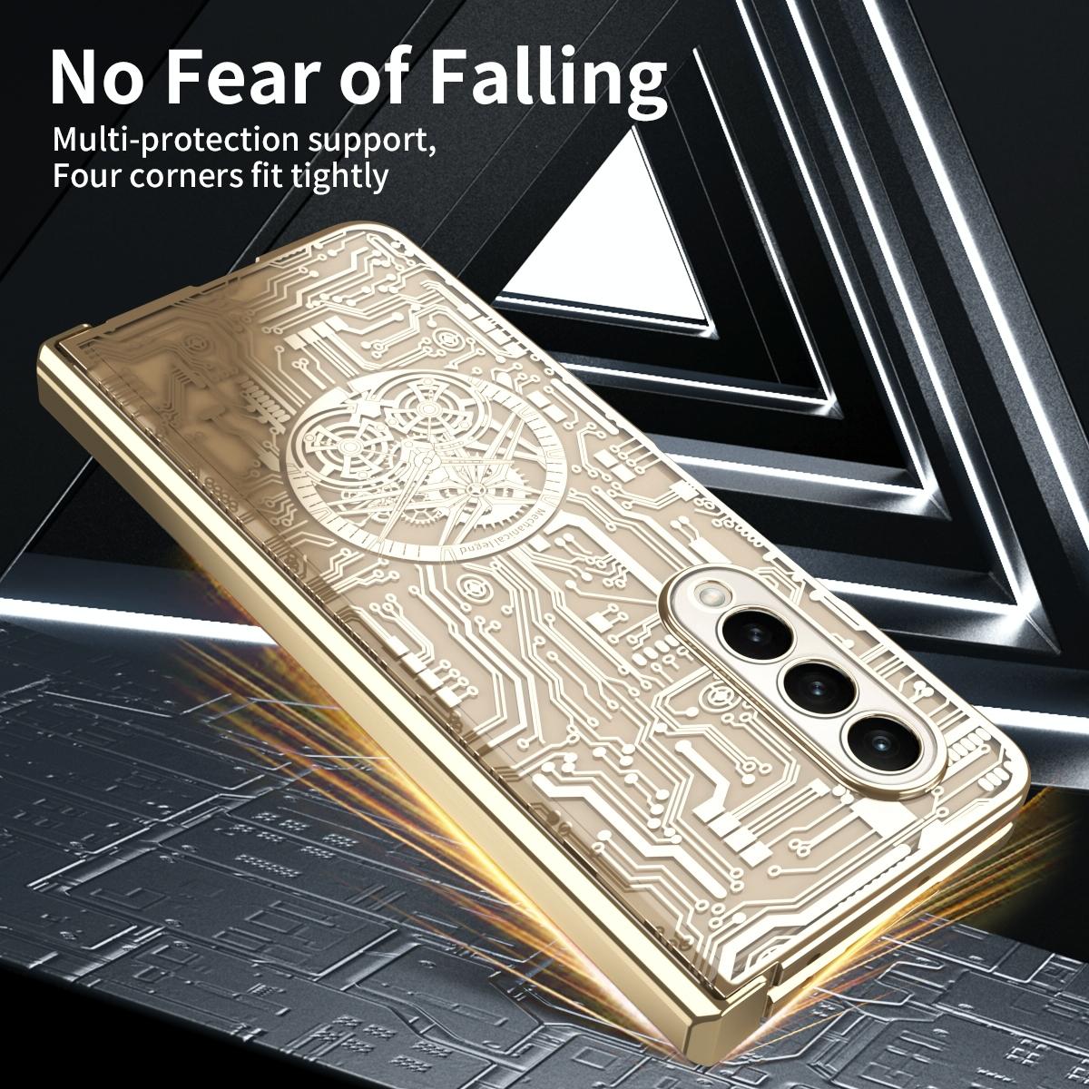 For Samsung Galaxy Z Fold4 5G Foldable Electroplated Phone Case - Mechanical Legend 4. - Rose Gold