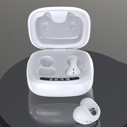 Wireless Bone Conduction Clip-on Bluetooth Headset - Noise Reduction - White