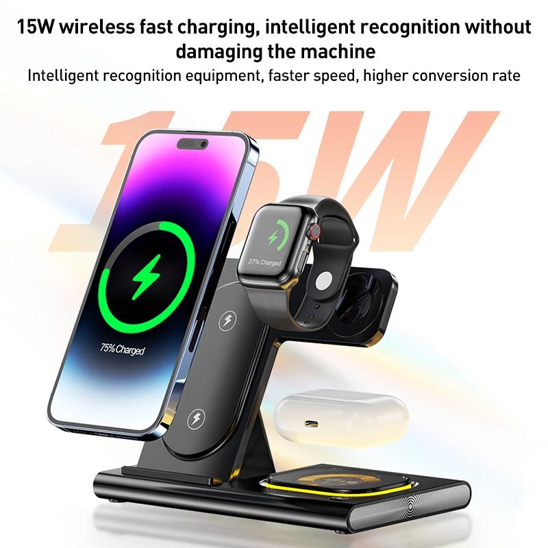 15W 3 In 1 Foldable Wireless Charger - White