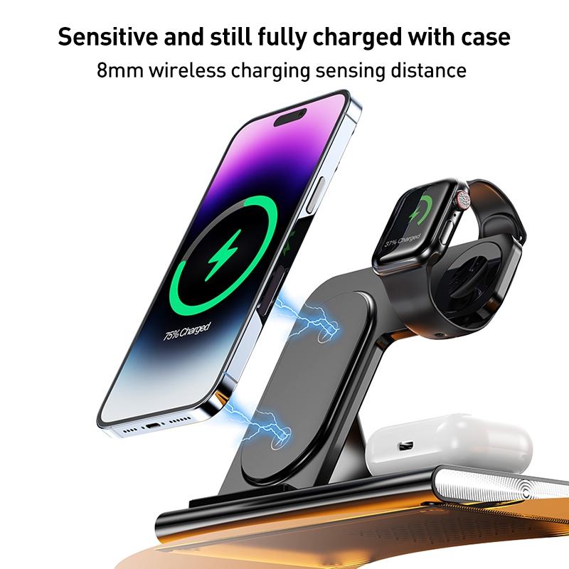 15W 3 In 1 Foldable Wireless Charger - White