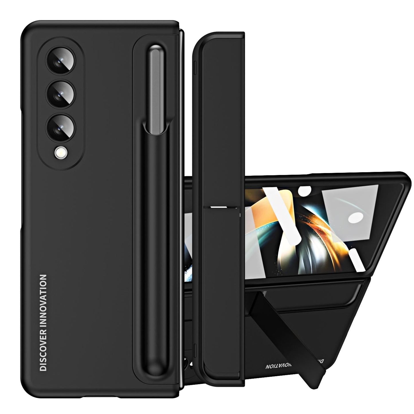 For Samsung Galaxy z Fold4 5G Samsung Galaxy z Fold4 2-in-1 Detachable Folding Case with Holder & Pen Slot - Grey Green