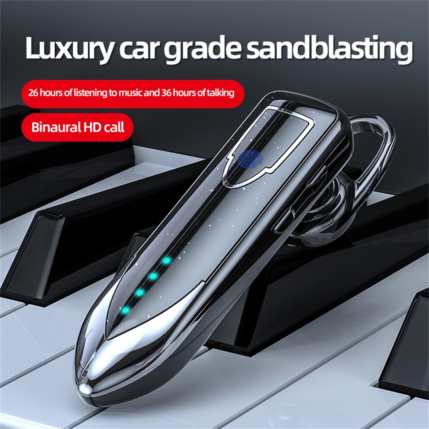 Business Style Bluetooth 5.0 Earphone with Touch Switch - Silver