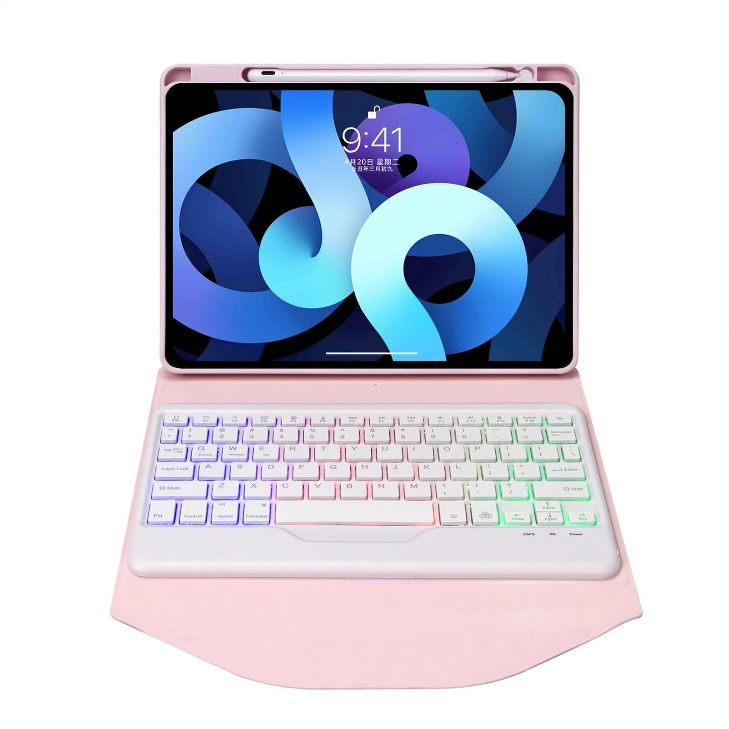 Bluetooth Keyboard Leather Case For Ipad Pro 11 - Backlit With Pen Slot - Pink
