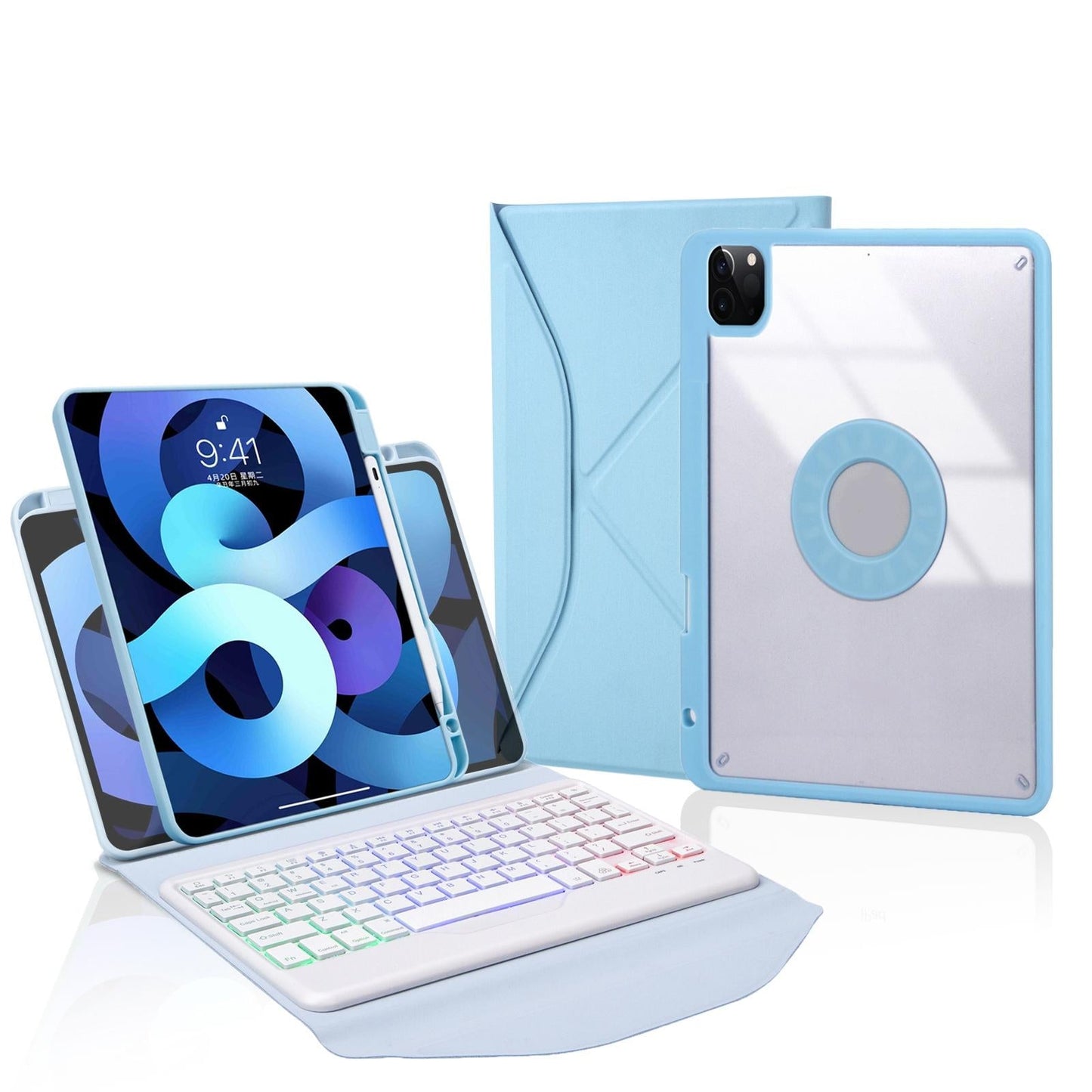 Bluetooth Keyboard Leather Case For Ipad Pro 11 - Backlit With Pen Slot - Pink