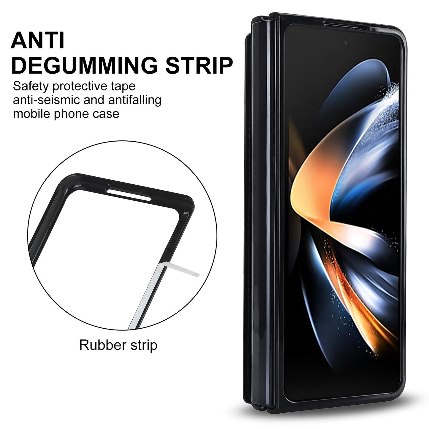For Samsung Galaxy Z Fold4 5G Double Buckle Foldable Phone Case With Pen Slot - Black