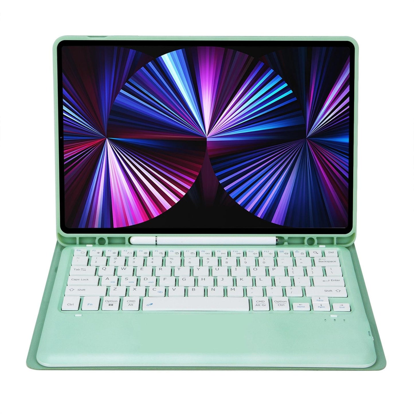 Detachable Bluetooth Keyboard Leather Case For Ipad Pro 12.9 2021 / 2020 / 2018 With Pen Slot - Pink