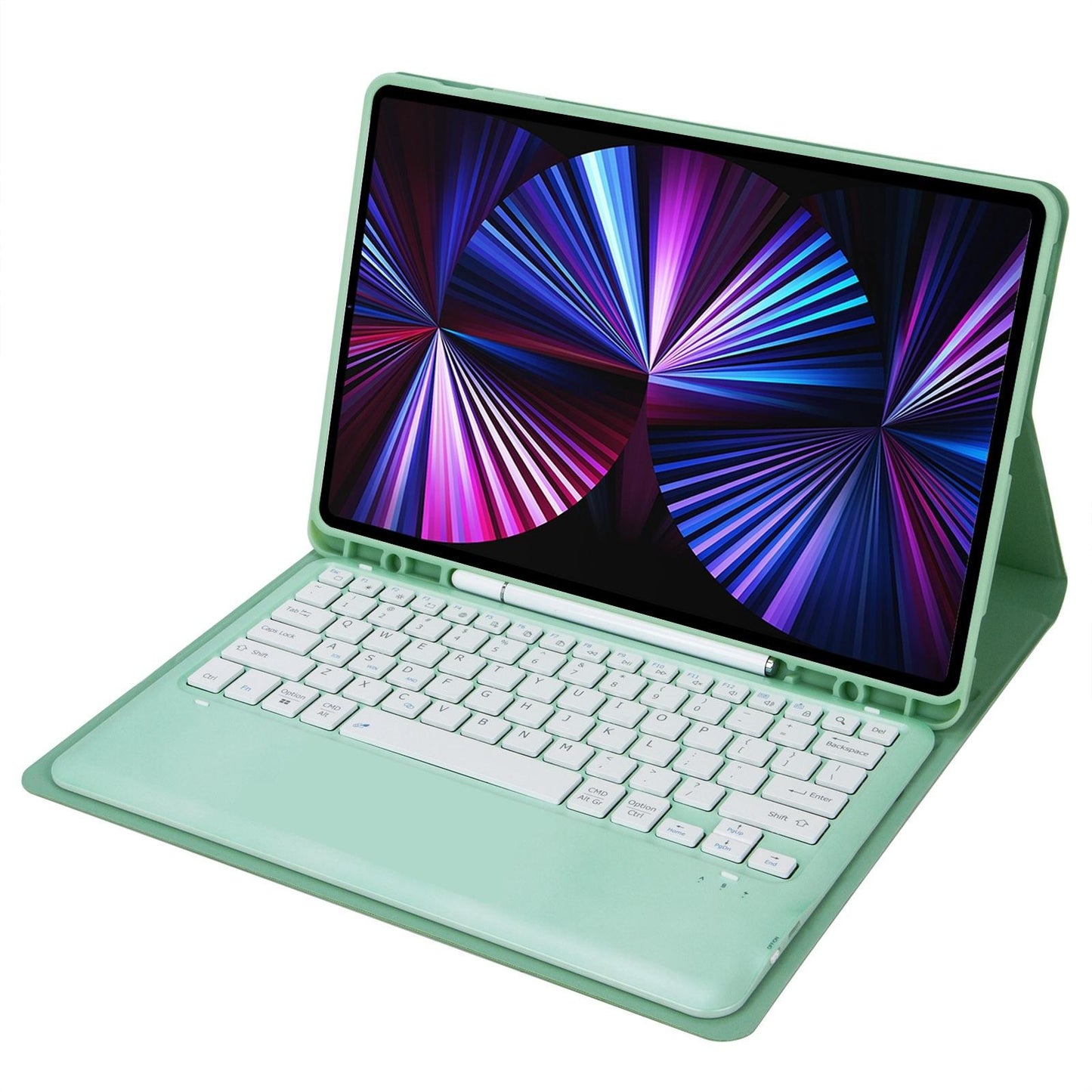 Detachable Bluetooth Keyboard Leather Case For Ipad Pro 12.9 2021 / 2020 / 2018 With Pen Slot - Pink