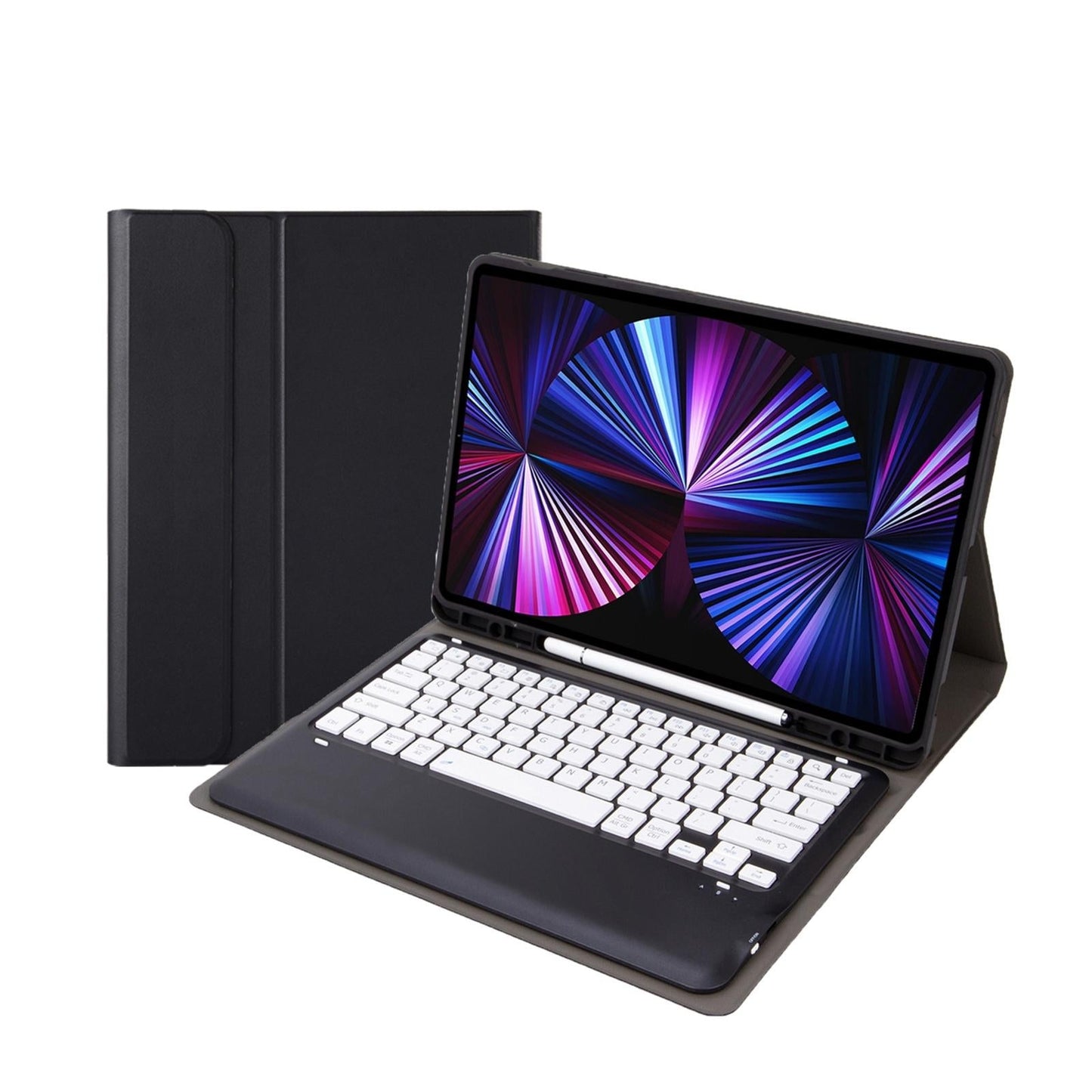 Detachable Bluetooth Keyboard Leather Case For Ipad Pro 12.9 2021 / 2020 / 2018 With Pen Slot - Pink