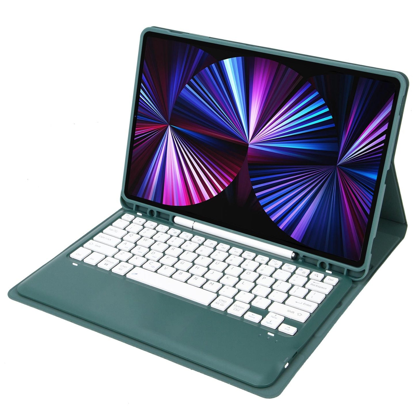 Detachable Bluetooth Keyboard Leather Case For Ipad Pro 12.9 2021 / 2020 / 2018 With Pen Slot - Pink