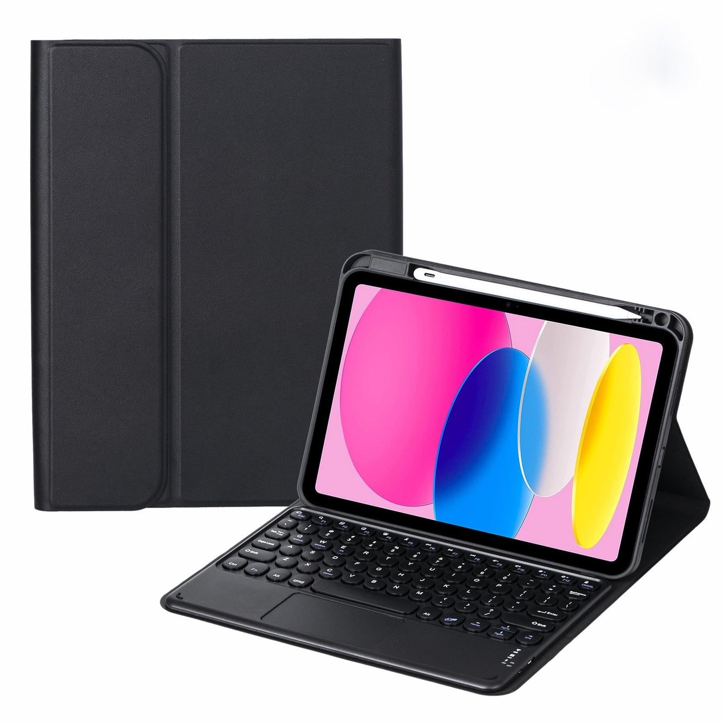 2022 Ipad 10.9 Touch Keyboard Leather Case With Pen Slot - Black