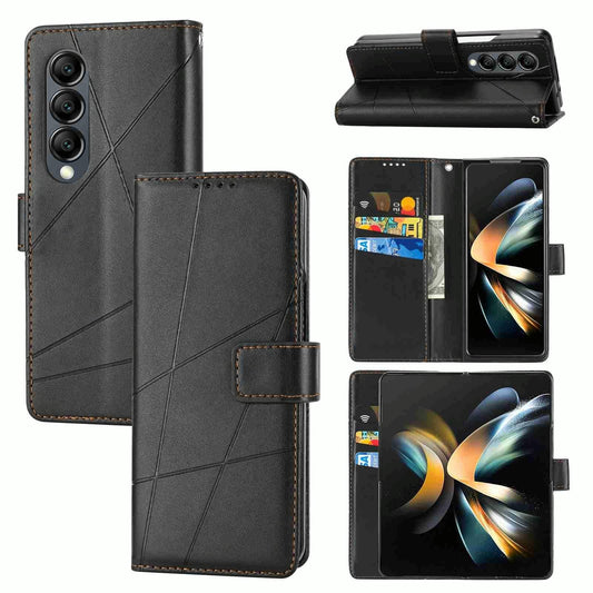 For Samsung Galaxy Z Fold4 5G Embossed Pu Leather Phone Case - Black